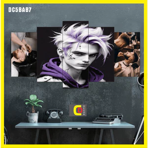 Bộ 5 Tấm Tranh Tráng Gương Ghép Decor Tóc Nam Barber Dán Tường Kèm Keo 3M siêu bám dính