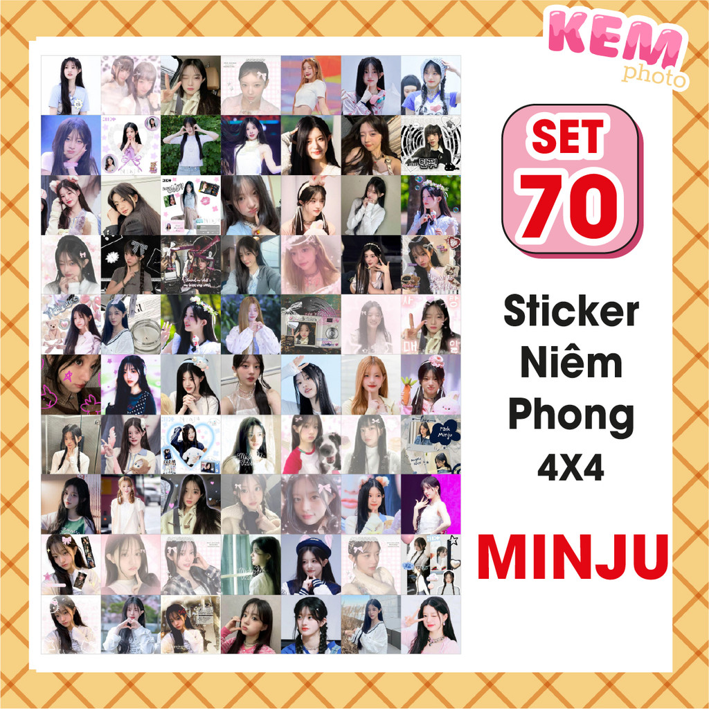SET 70 sticker niêm phong MINJU - Đã cắt rời - Tem dán 4x4cm in hình ...