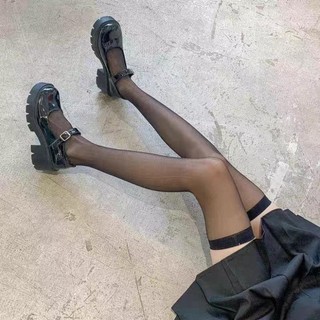 Vớ Cổ Cao Trong Suốt Thiết Kế Mỏng Màu Đen/Trắng Thời Trang Mùa Hè Cho Nữ TAT07 Tất Vớ Nữ Tất Đùi Thun Trơn