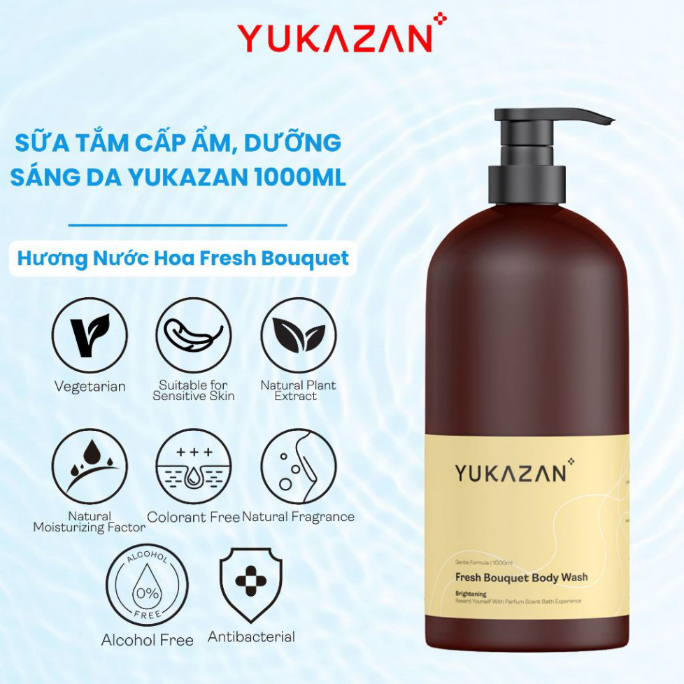 Ảnh Sữa Tắm Cấp Ẩm, Dưỡng Sáng Da Yukazan Hương Nước Hoa Fresh Bouquet 1000ml 1
