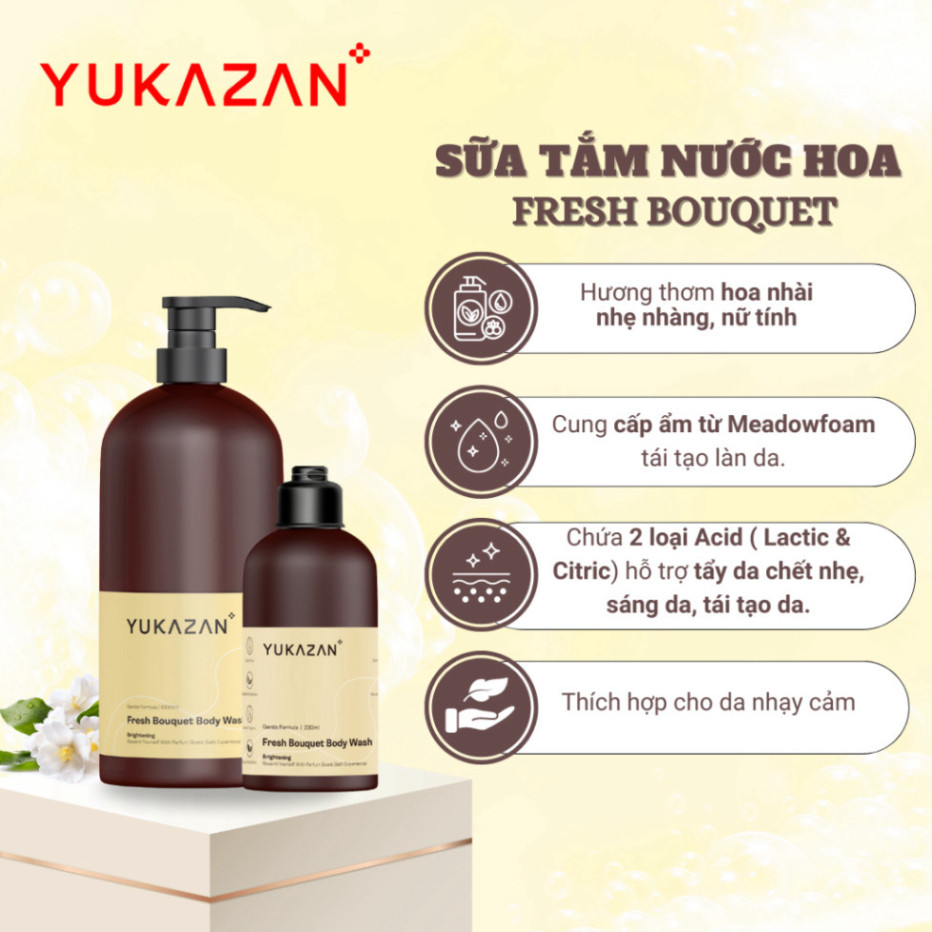 Ảnh Sữa Tắm Cấp Ẩm, Dưỡng Sáng Da Yukazan Hương Nước Hoa Fresh Bouquet 1000ml 2