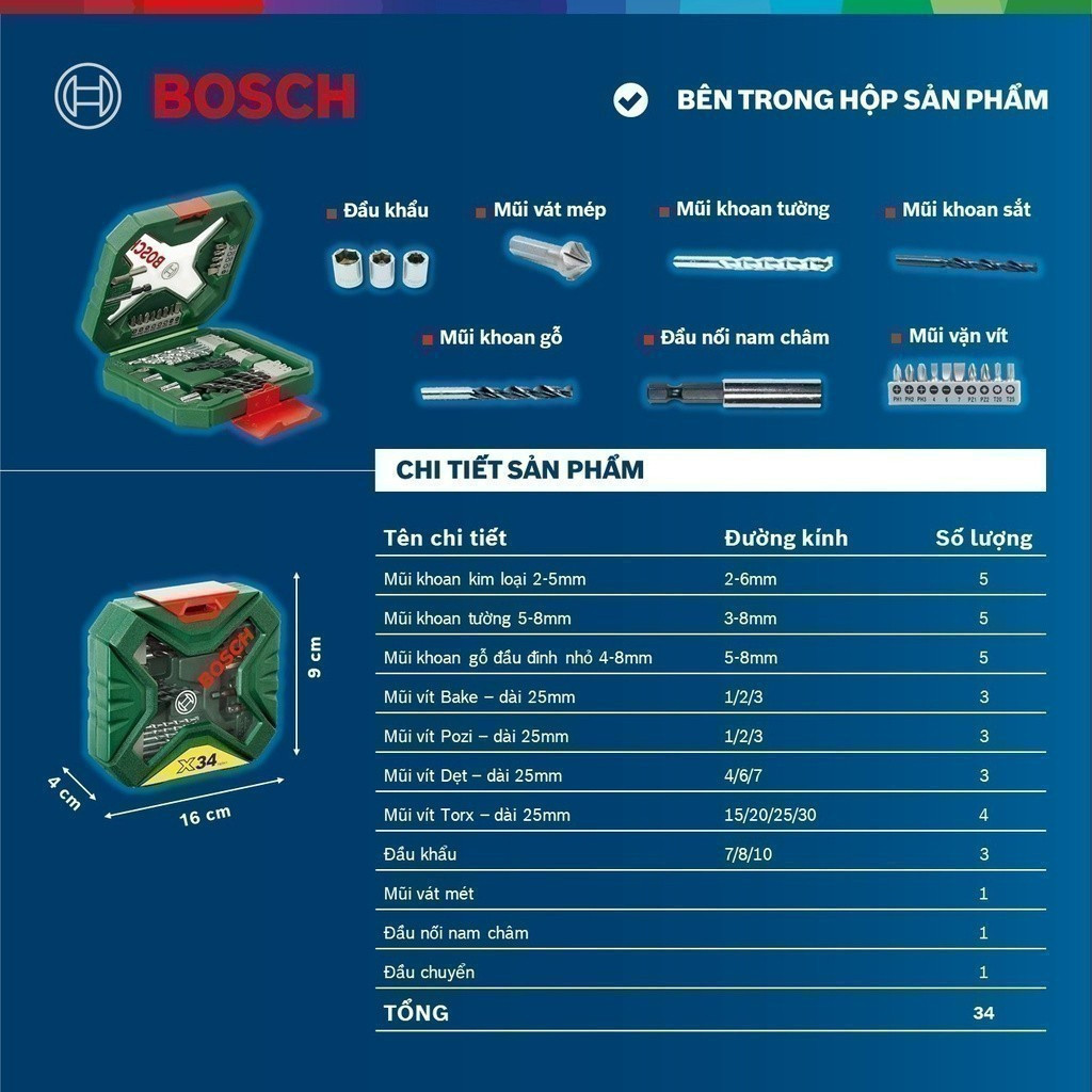 Ảnh Máy khoan động lực GSB 600 + Tặng kèm 1 Bộ mũi khoan và vặn vít X-Line 34 món 4
