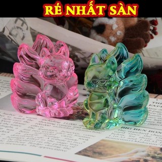 (LOẠI 1) Tượng Thủy Tinh Hồ Ly 9 Đuôi Pha Lê Trang Trí , Hồ Ly Chúa Thủy Tinh