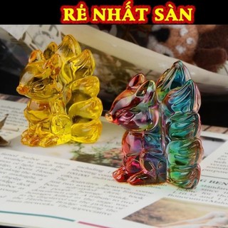 (LOẠI 1) Tượng Thủy Tinh Hồ Ly 9 Đuôi Pha Lê Trang Trí , Hồ Ly Chúa Thủy Tinh