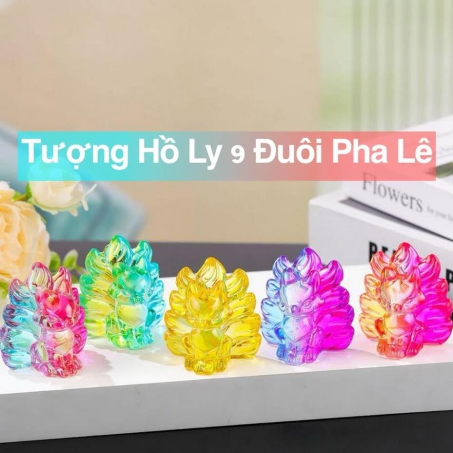(HÀNG CHUẨN) Tượng Hồ Ly 9 Đuôi Thủy Tinh , Hồ Ly Pha Lê Cực Đẹp , Trang Trí , Mang Ý Nghĩa Tài Lộc Bình An