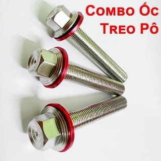 [Tặng kèm L.Đền] Combo ốc treo pô,gắn pô Vario AB, SH,EXCITER 135... (INOX 304 )