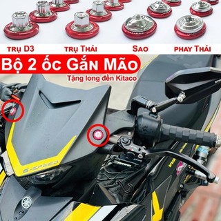 [Tặng l.đền Kitaco] Bộ 2 Ốc con 6li15 gắn đầu, gắn mão Xe Ex,Wave,Dr,Vario... (Inox 304)