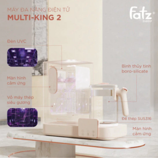 Máy tiệt trùng sấy khô hâm sữa và đun nước đa năng Fatzbaby Multimax 8 FB9022BK - MULTI KING2 FB9600RS - Mu