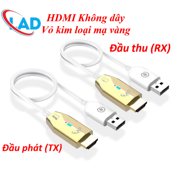 HDMI không dây chính hãng LAD vỏ kim lại mạ vàng Cho PS4 DVD TV Box Camera PC Laptop