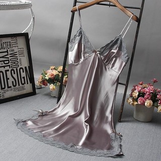 Váy Ngủ Sexy Gợi Cảm Đầm Ngủ Lụa 2 Dây Phối Ren Xẻ Tà Quyến Rũ Cao Cấp DN107 Đồ Ngủ Nữ Quyến Rũ Mặc Nhà Thoáng Mát