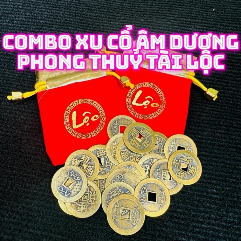 [ĐÃ KHAI QUANG] Đồng Xu Âm Dương Ngũ Đế Cổ Phong Thuỷ Nam 7 Xu , Nữ 9 Xu Chiêu Tài Bình An