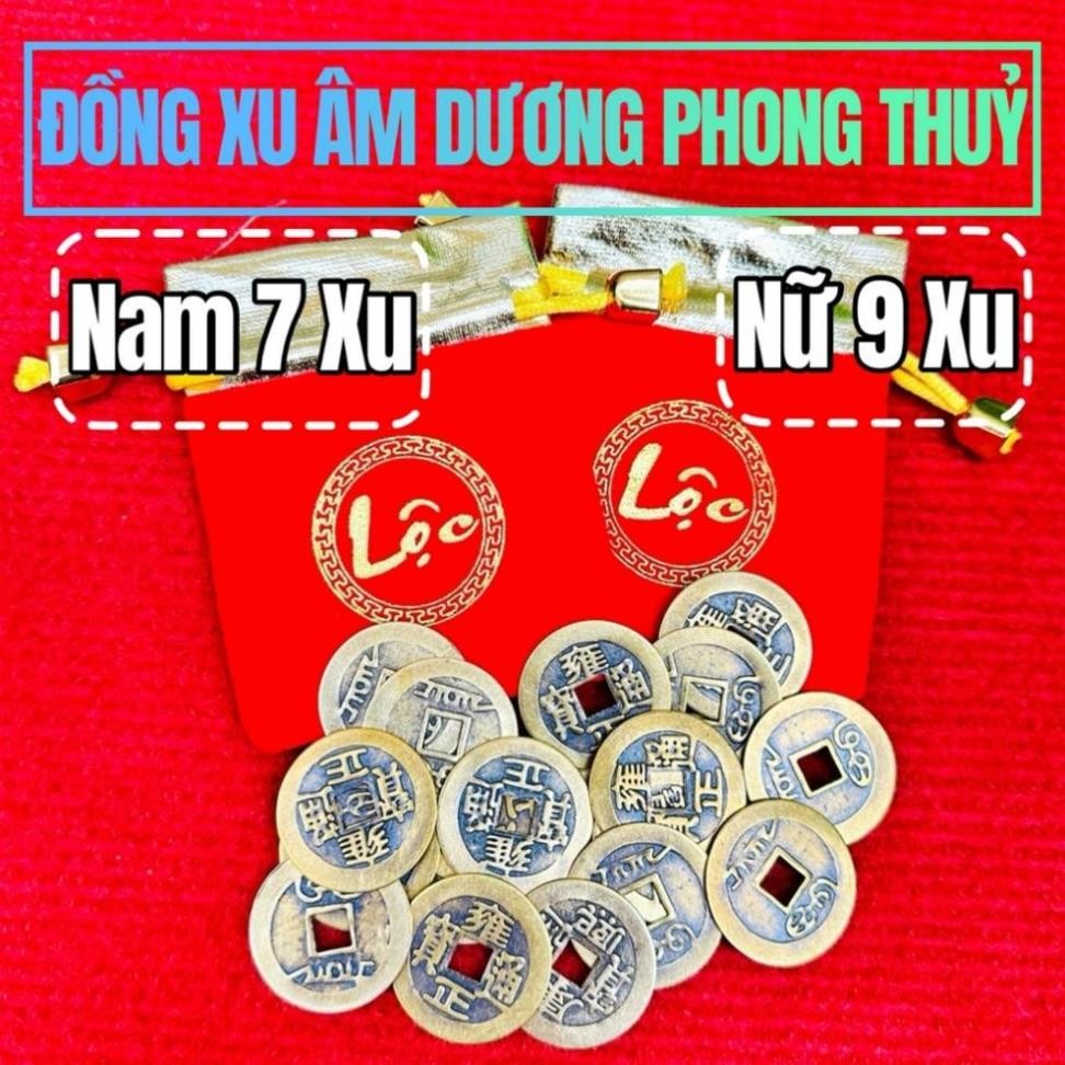 [ĐÃ KHAI QUANG] Túi Xu Âm Dương 7 Xu Cho Nam , 9 Xu Cho Nữ , Xu Cổ Phong Thủy Bình An Tài Lộc Năm Mới