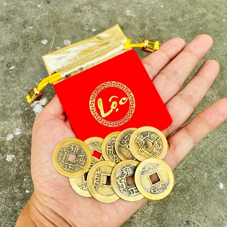 [ĐÃ KHAI QUANG] Túi Xu Âm Dương 7 Xu Cho Nam , 9 Xu Cho Nữ , Xu Cổ Phong Thủy Bình An Tài Lộc Năm Mới