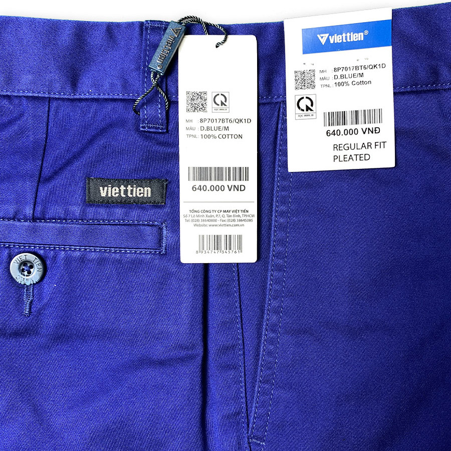 QUẦN KHAKI VIỆT TIẾN SALE Dài, Màu Xanh Navy, Họa Tiết Trơn, Form Regular Fit , Quà tặng Nam