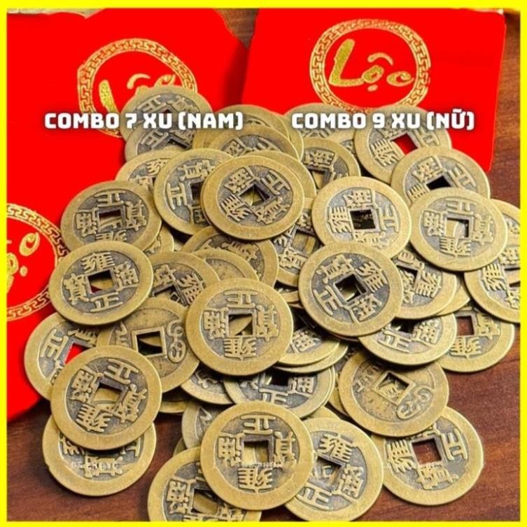 [THỈ.NH LỘC] Đồng Xu Âm Dương Ngũ Đế Cổ Phong Thuỷ Nam 7 Xu , Nữ 9 Xu Chiêu Tài Bình An