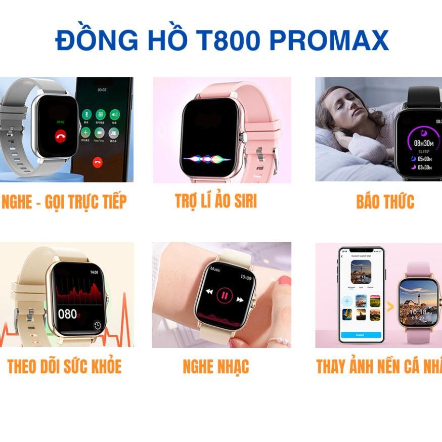 Đồng Hồ Thông Minh Nam Nữ T800 Pro Max, Smatwatch Nghe gọi Không Lắp ...