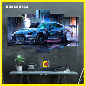 Bộ 5 Tấm Tranh Tráng Gương Ghép Decor SIÊU XE - FERRARI - BUGATTI - LAMBORGHINI Dán Tường Kèm Keo 3M siêu bám dính
