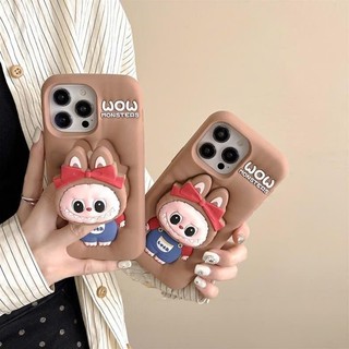 Ốp lưng iphone LABUBU Nơ Đỏ có giá đỡ siêu hot Cho 6plus/7plus/x/xs/xsm/11/12/13/14/15/16/pro/plus/promax RABBI