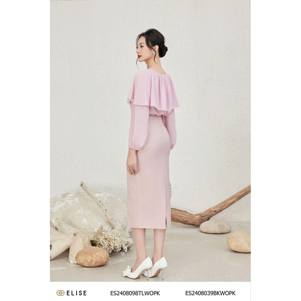 Ảnh Áo chiffon hồng cổ bèo thiết kế Elise ES2408098TLWOPK 2