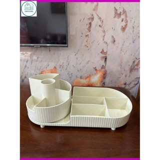 Kệ đựng đồ make up/trang điểm/ trang sức/ văn phòng phẩm để bàn đa năng xoay 360 màu nude