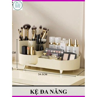 Kệ đựng đồ make up/trang điểm/ trang sức/ văn phòng phẩm để bàn đa năng xoay 360 màu nude