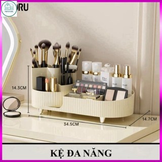 Kệ đựng đồ make up/trang điểm/ trang sức/ văn phòng phẩm để bàn đa năng xoay 360 màu nude