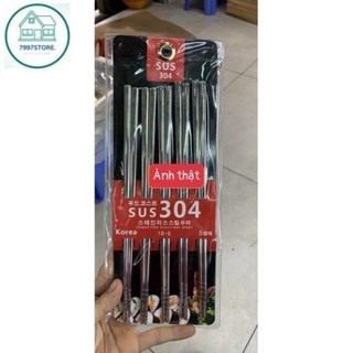 Đũa Inox 304 SUS HQ - Hộp 5 Đôi, Inox cao cấp không gỉ, Tiện ích