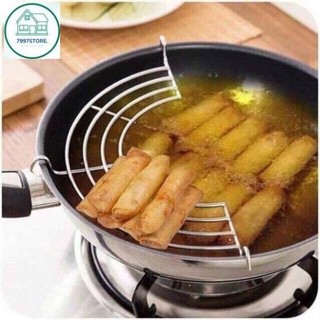 Vỉ gác chảo chiên rán bán nguyệt chất liệu Inox không rỉ an toàn, loại dày
