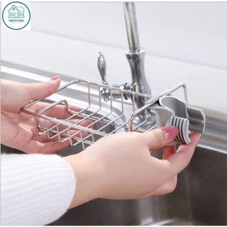 Kệ Inox Gắn Vòi Rửa Bát Để Giẻ Rửa Bát Tiện Lợi, giỏ inox treo để đồ rửa bát, đựng giẻ rửa bát, rửa chén