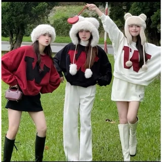 [ Rẻ Vô Địch ] Áo Nỉ Sweater Thêu Chữ W , Áo Nỉ Cổ Tròn Dáng Rộng Unisex