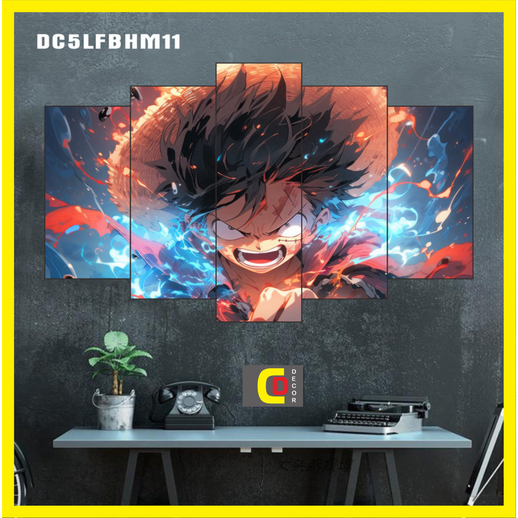 Bộ 5 Tấm Tranh Tráng Gương Ghép Decor LUFFE GEAR 5 - ZOLO  - ĐÀO HẢI TẶC - ONE PIECE Dán Tường Kèm Keo 3M siêu bám dính
