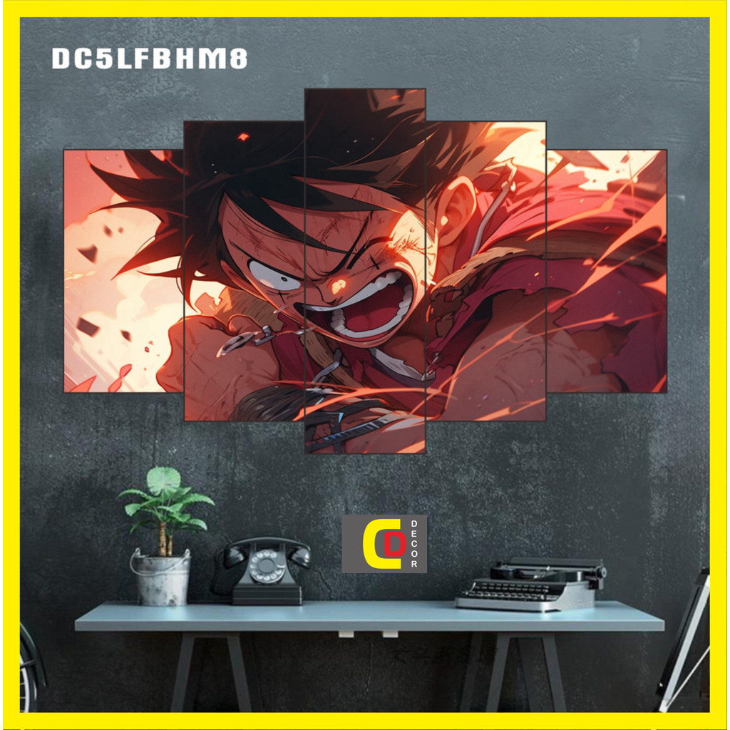 Bộ 5 Tấm Tranh Tráng Gương Ghép Decor LUFFE GEAR 5 - ZOLO  - ĐÀO HẢI TẶC - ONE PIECE Dán Tường Kèm Keo 3M siêu bám dính