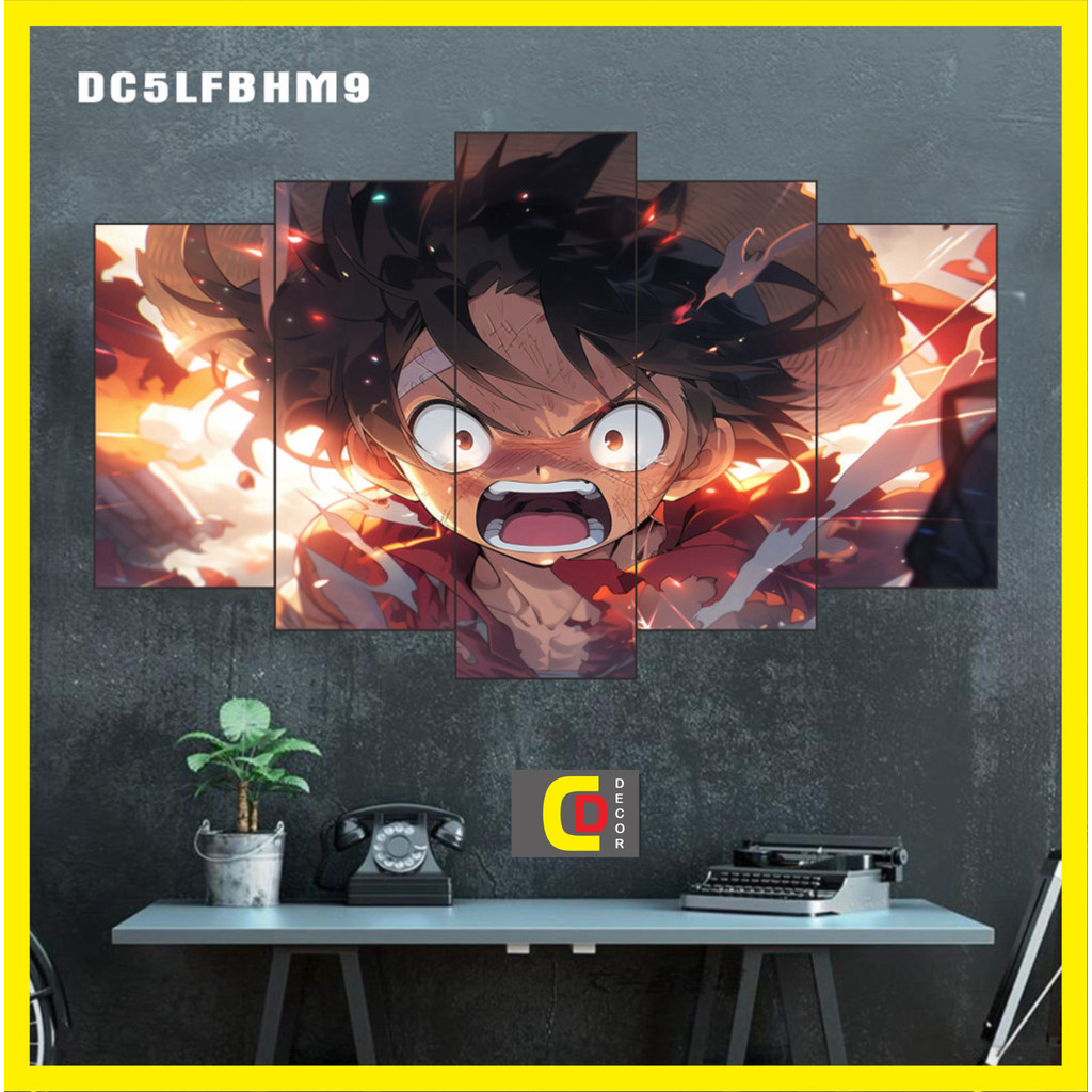 Bộ 5 Tấm Tranh Tráng Gương Ghép Decor LUFFE GEAR 5 - ZOLO  - ĐÀO HẢI TẶC - ONE PIECE Dán Tường Kèm Keo 3M siêu bám dính