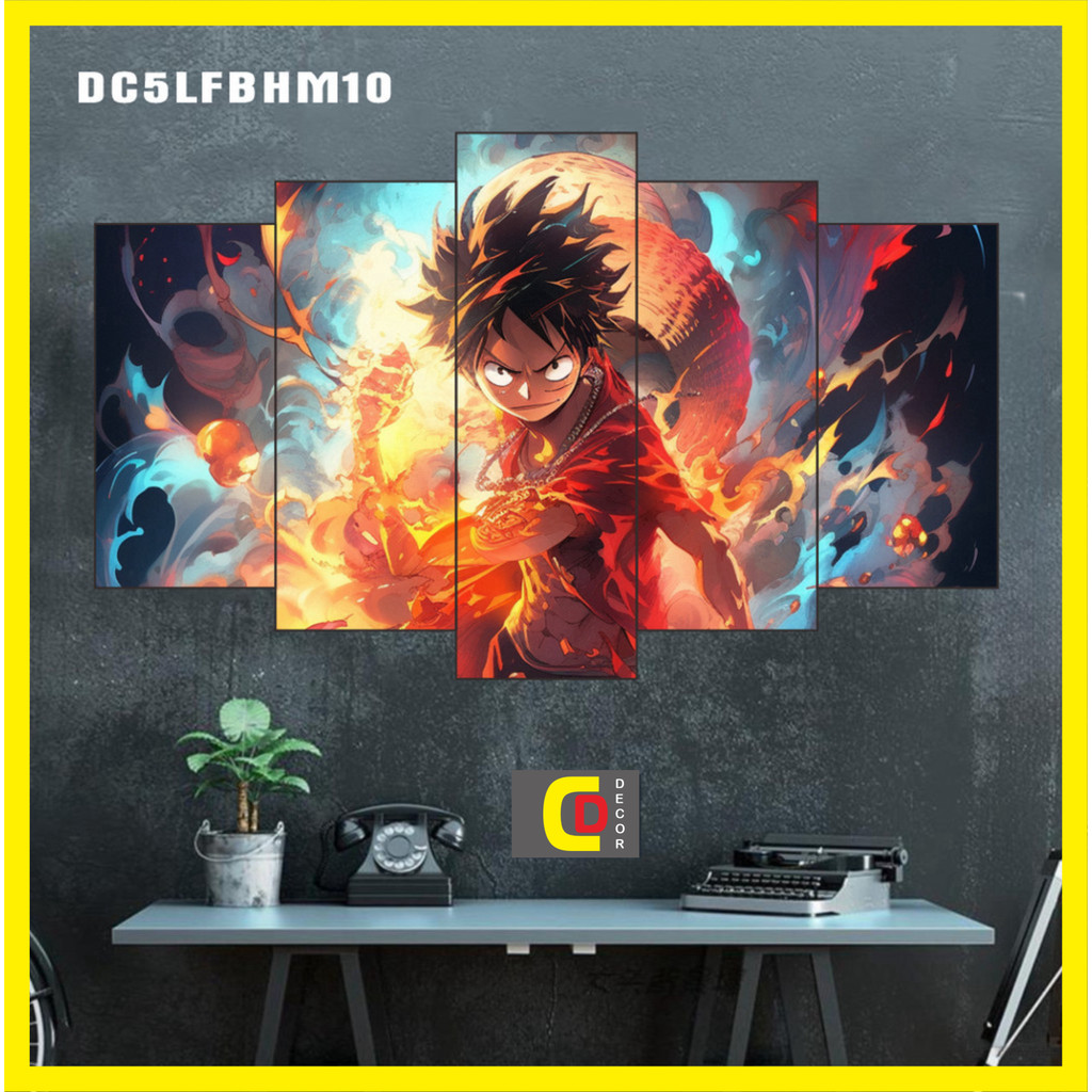 Bộ 5 Tấm Tranh Tráng Gương Ghép Decor LUFFE GEAR 5 - ZOLO  - ĐÀO HẢI TẶC - ONE PIECE Dán Tường Kèm Keo 3M siêu bám dính