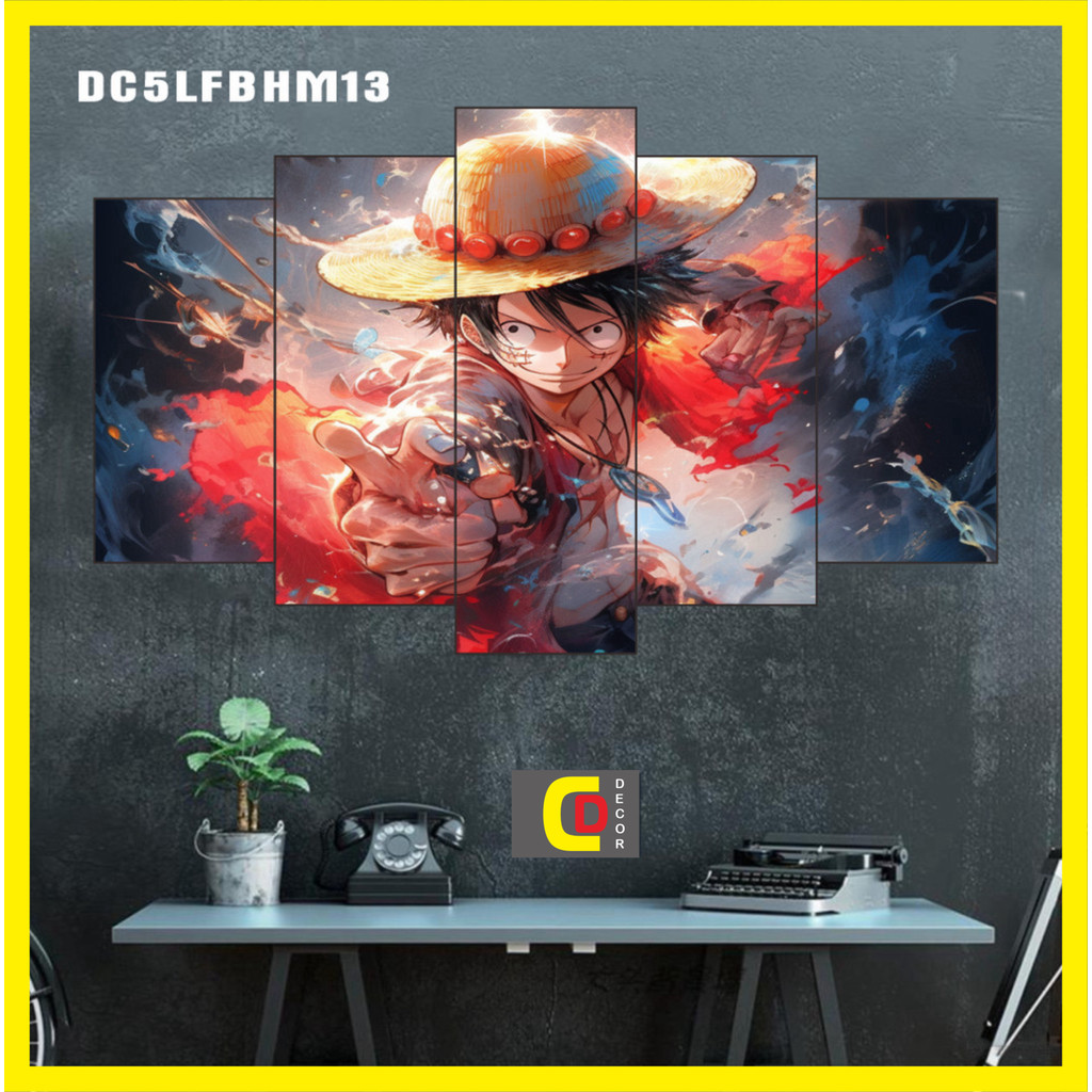 Bộ 5 Tấm Tranh Tráng Gương Ghép Decor LUFFE GEAR 5 - ZOLO  - ĐÀO HẢI TẶC - ONE PIECE Dán Tường Kèm Keo 3M siêu bám dính