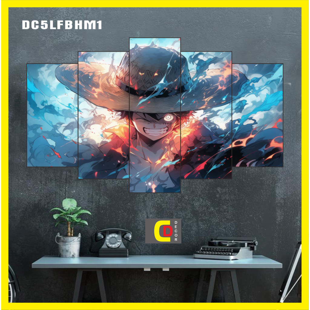 Bộ 5 Tấm Tranh Tráng Gương Ghép Decor ONE PIECE - LUFFE GEAR 5 - ZOLO  - ĐÀO HẢI TẶC Dán Tường Kèm Keo 3M siêu bám dính