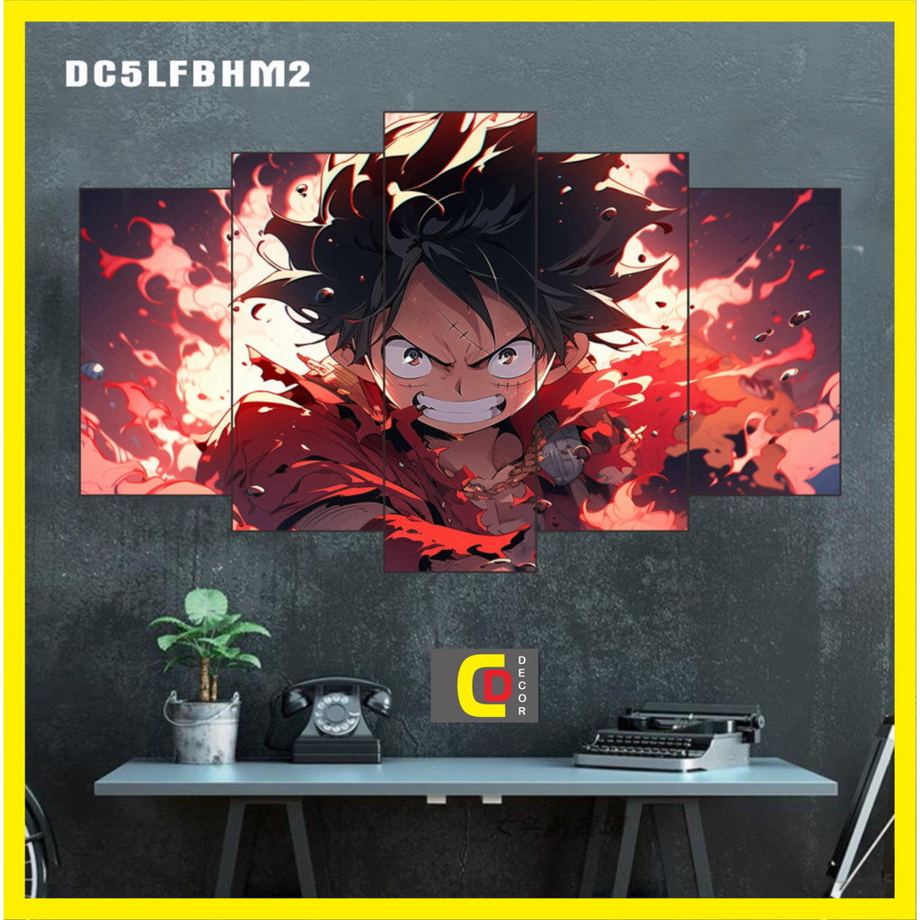 Bộ 5 Tấm Tranh Tráng Gương Ghép Decor ONE PIECE - LUFFE GEAR 5 - ZOLO  - ĐÀO HẢI TẶC Dán Tường Kèm Keo 3M siêu bám dính