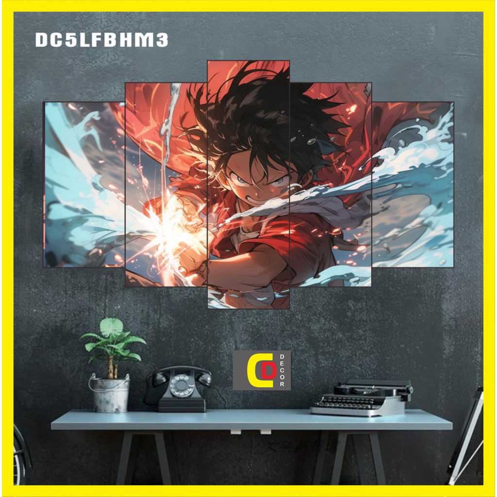 Bộ 5 Tấm Tranh Tráng Gương Ghép Decor ONE PIECE - LUFFE GEAR 5 - ZOLO  - ĐÀO HẢI TẶC Dán Tường Kèm Keo 3M siêu bám dính