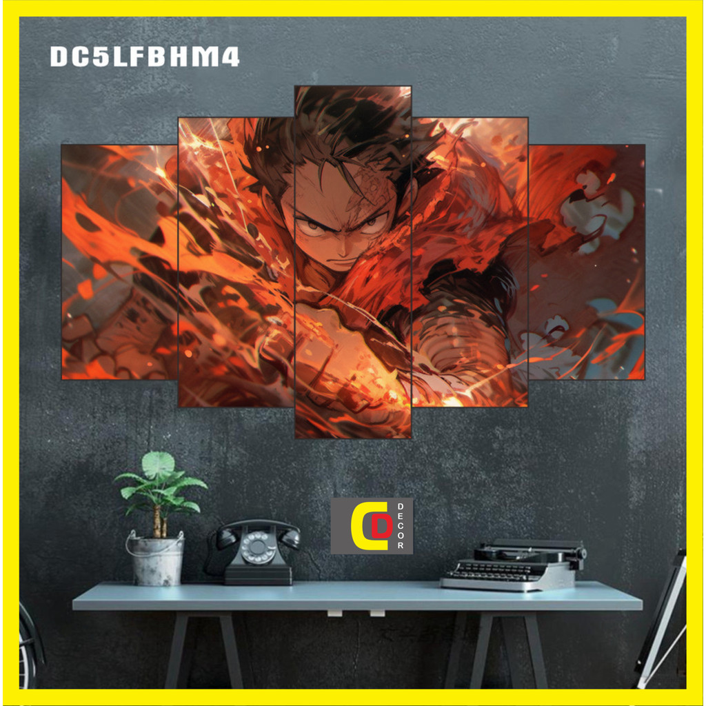 Bộ 5 Tấm Tranh Tráng Gương Ghép Decor ONE PIECE - LUFFE GEAR 5 - ZOLO  - ĐÀO HẢI TẶC Dán Tường Kèm Keo 3M siêu bám dính
