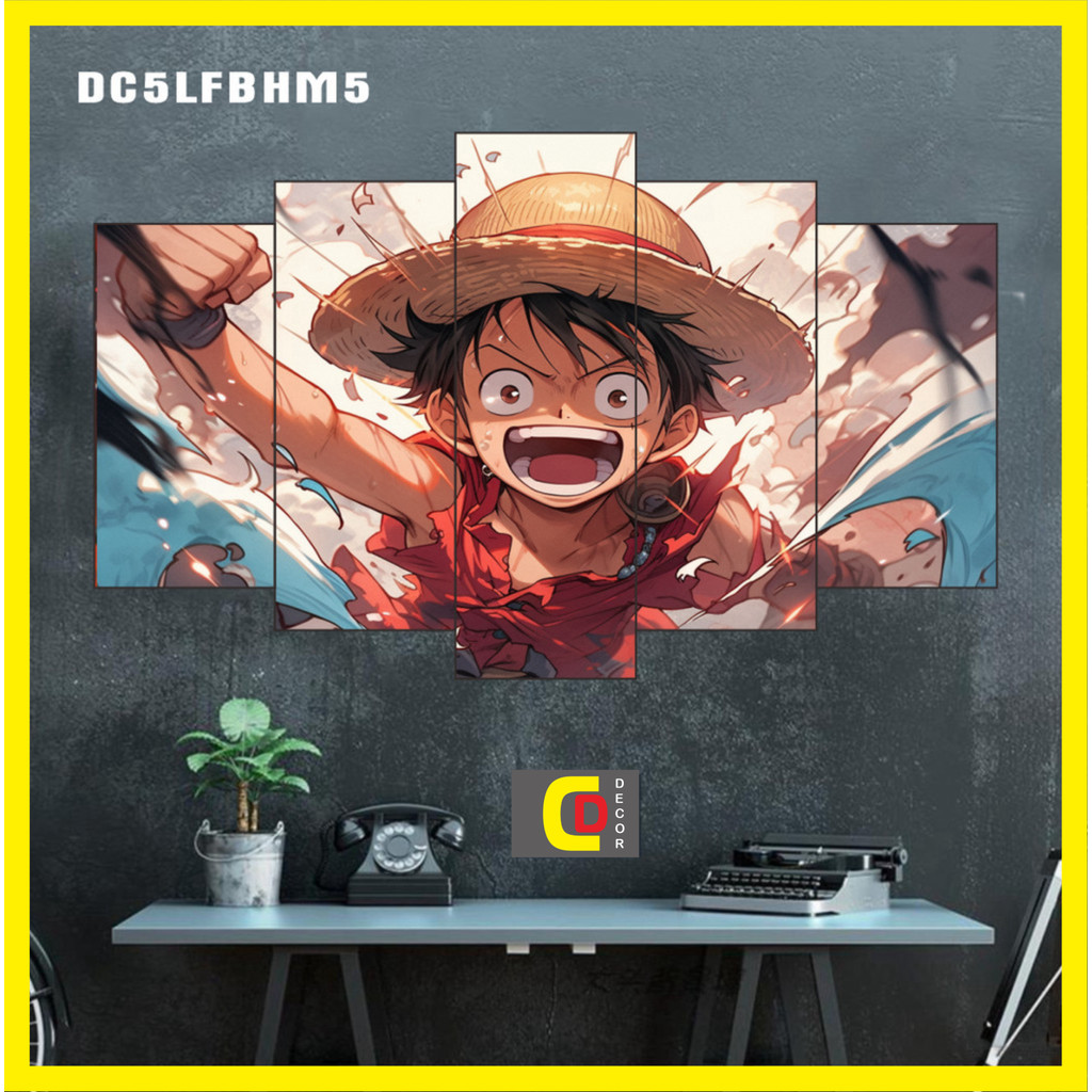 Bộ 5 Tấm Tranh Tráng Gương Ghép Decor ONE PIECE - LUFFE GEAR 5 - ZOLO  - ĐÀO HẢI TẶC Dán Tường Kèm Keo 3M siêu bám dính