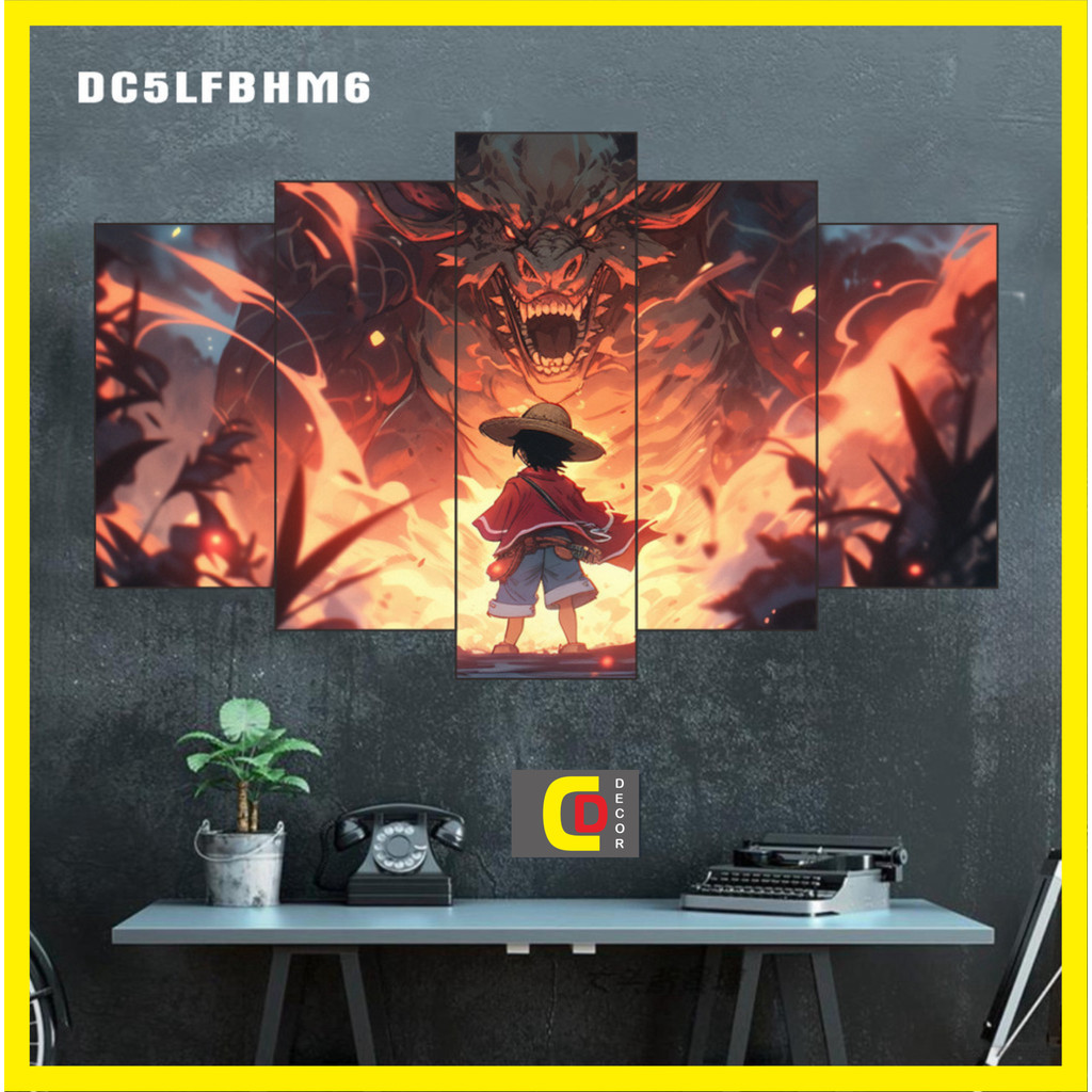 Bộ 5 Tấm Tranh Tráng Gương Ghép Decor ONE PIECE - LUFFE GEAR 5 - ZOLO  - ĐÀO HẢI TẶC Dán Tường Kèm Keo 3M siêu bám dính