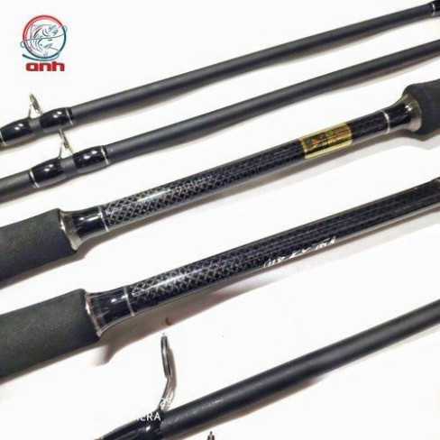 Cần Lure 2 Ngọn Hunting Black, Độ Cứng MH, H, Đủ Size 1m8, 2m1, 2m4, Chất Liệu Carbon - DCTT gạucxmn123