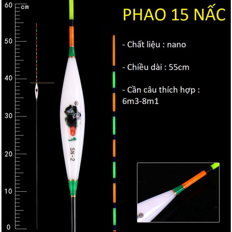 Phao Hố Đấu TỰ CÂN CHÌ 3 nấc, 9 nấc, 15 nấc , chống sóng gió, báo cá nhanh, chuyên trị cá nhát hố đấu tri viên
