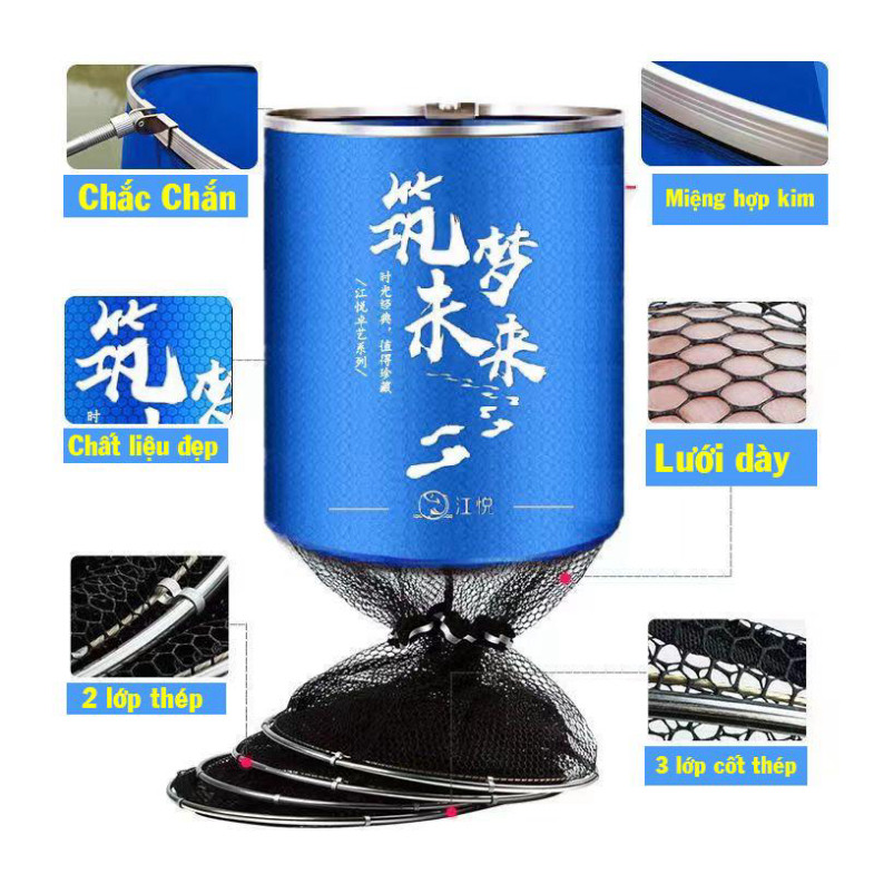 [ Tặng Gỡ Rọng Cá ] Rọng Đựng Cá Thế Hệ Mới, Khung Thép Hợp Kim Siêu Bền, Rọng Câu Đài Cao Cấp -  SOMIA_fishing aghai899