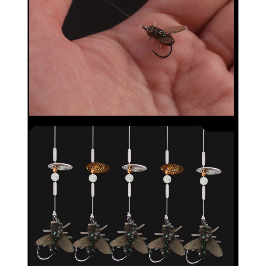 Bộ thẻo câu mương buộc sẵn ruồi, con bọ 3D  chuyên câu cá chày, rô phi, cá mương..- SOMIA_fishing aghai899