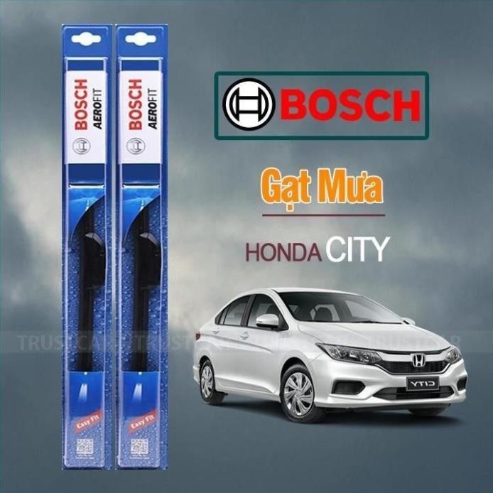 Gạt Mưa Xe Honda City Thương Hiệu BOSCH Aerofit Lưỡi Silicone Cao Cấp Chính Hãng + .