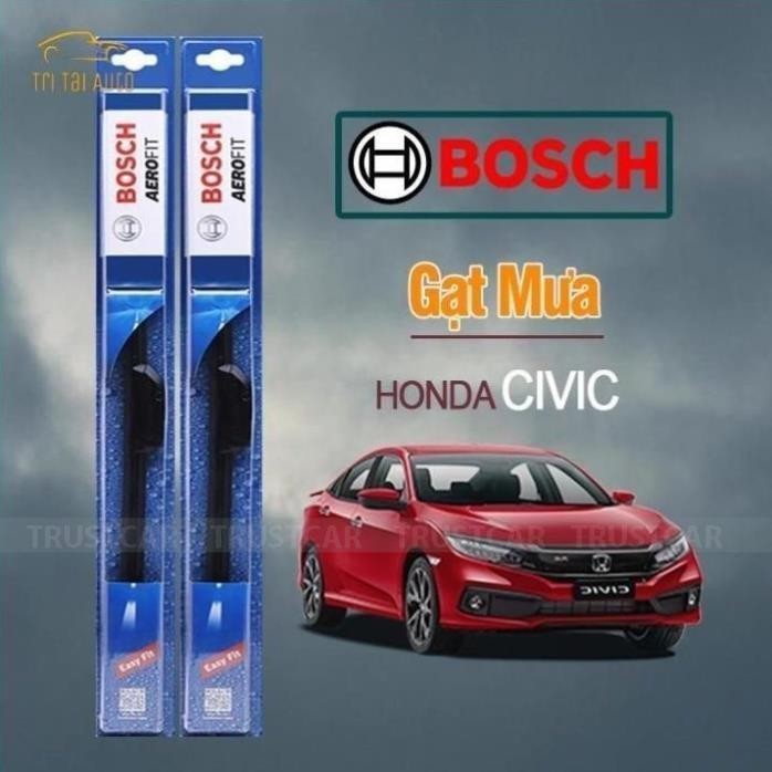 Gạt Mưa Xe Honda Civic Thương Hiệu BOSCH Aerofit Lưỡi Silicone Cao Cấp Chính Hãng . .