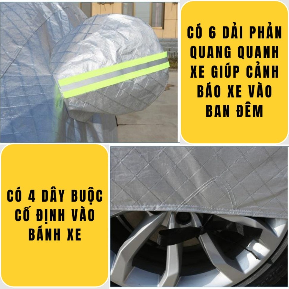 Bạt Phủ Ô Tô Chất Liệu Vải Tráng Nhôm 3 Lớp Cao Cấp Chống Mưa, Chống Nắng, Chống Xước Hiệu Quả Cao