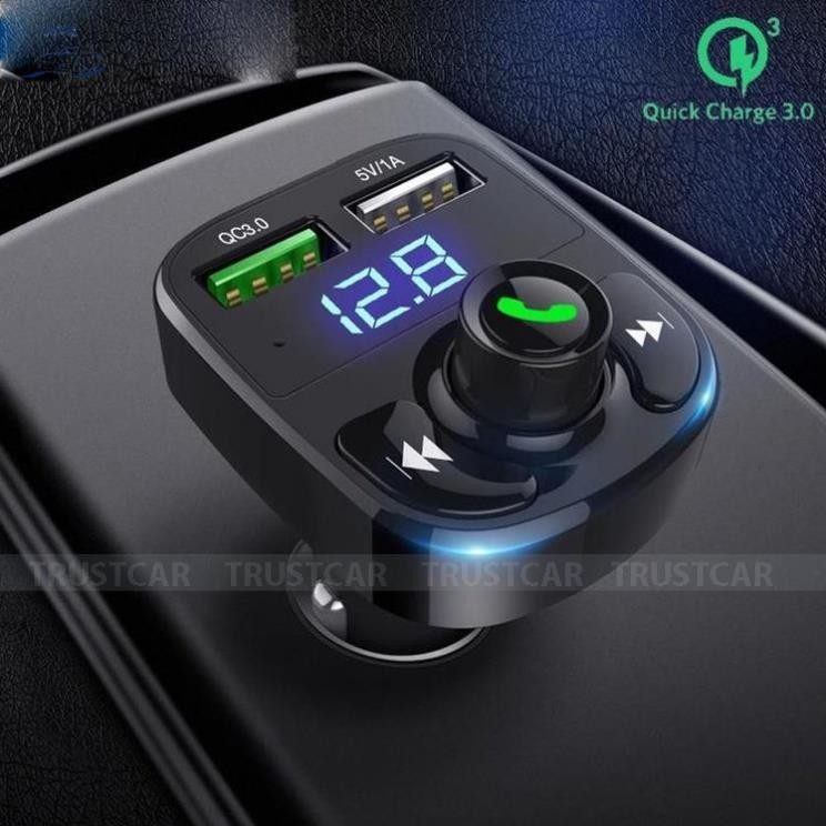 Tẩu phát nhạc qua Bluetooth trên ô tô, hỗ trợ đàm thoại rảnh tay Hyundai HY87 - Sạc nhanh QC3.0 . .