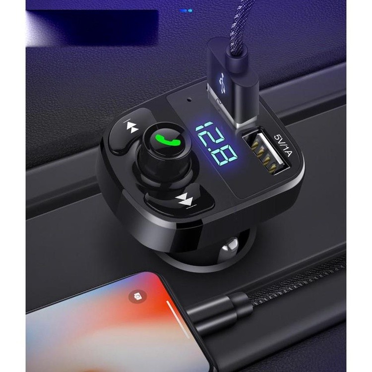 Tẩu phát nhạc qua Bluetooth trên ô tô, hỗ trợ đàm thoại rảnh tay Hyundai HY87 - Sạc nhanh QC3.0 . .